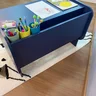 mesa infantil grande com regulagem de altura azul 7
