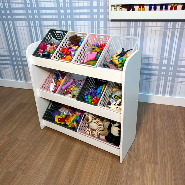 organizador de brinquedos branco com caixas inclinadas inclui 8 caixas one grande e 2 caixas one maxi 2