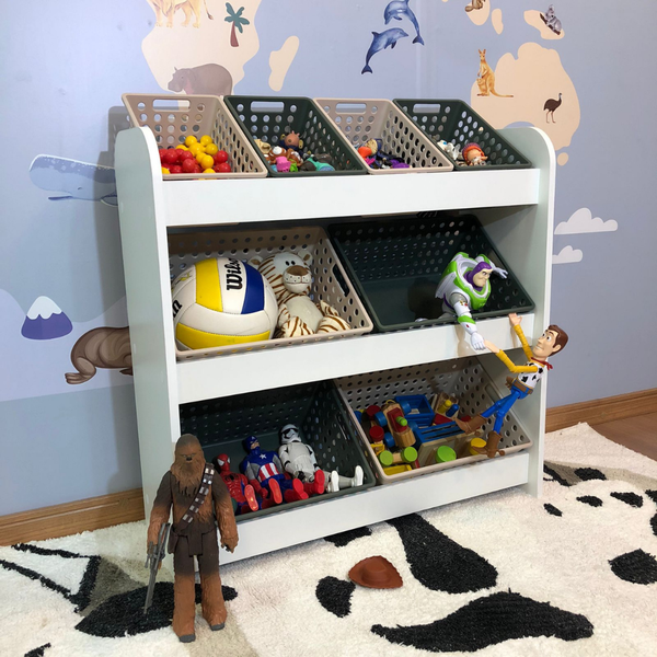organizador de brinquedos mais 4 caixas pequenas e 4 grandes 3