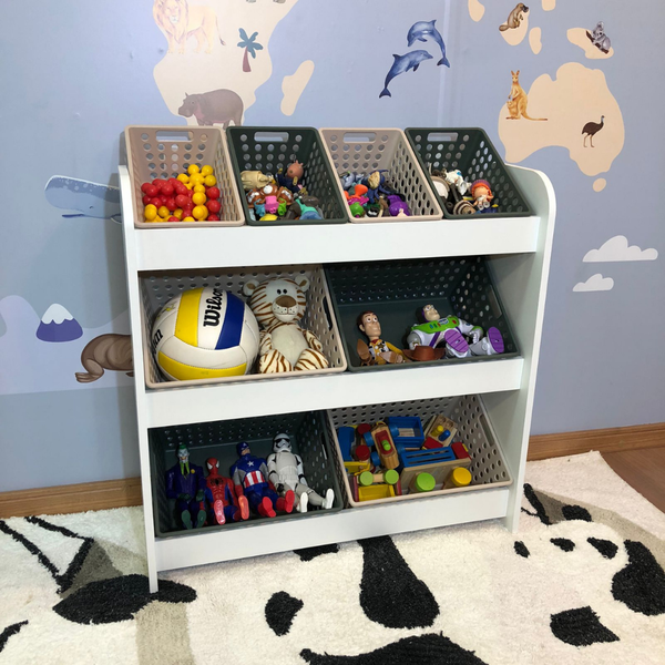 organizador de brinquedos mais 4 caixas pequenas e 4 grandes 4