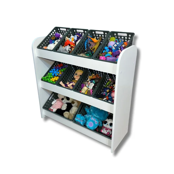 organizador de brinquedos com caixas inclinadas caixas verdes 3