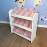 organizador de brinquedos com caixas inclinadas caixas rosas 2