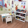 kit mesa com cadeira organizador de brinquedos branco 1