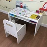 kit mesa com cadeira organizador de brinquedos branco 2