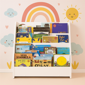 organizador de livros infantil grande de chao branco 1