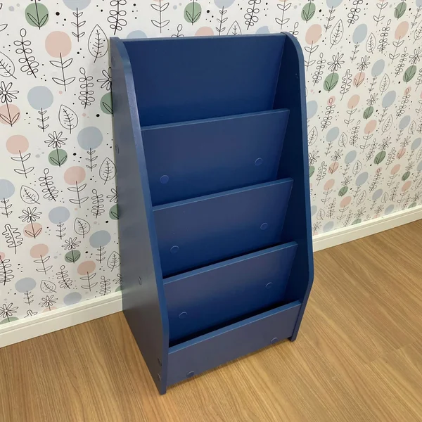 organizador de livros infantil pequeno de chao azul 2