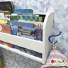 organizador de livros infantil montessori de parede branco com 2 ganchos 2