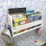 organizador de livros infantil montessori de parede branco com 2 ganchos 3