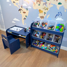kit mesa com cadeira organizador de brinquedos azul 3