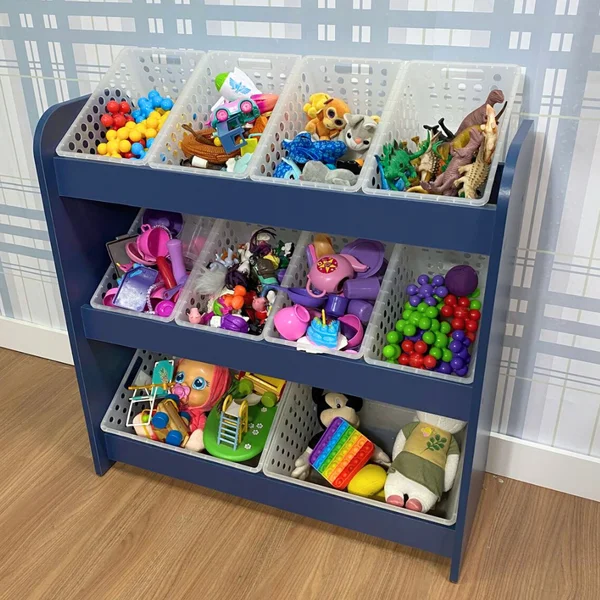 kit mesa com cadeira organizador de brinquedos azul 6