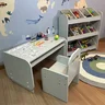 kit mesa com cadeira organizador de brinquedos cinza cristal 1