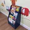 kit mesa infantil pequena azul com cadeira mais organizador de livros compacto azul 3