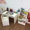 kit mesa infantil grande com cadeira mais organizador de livros compacto 1