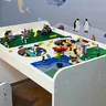 mesa montagem lego com duas cubas centrais e rodizio 3