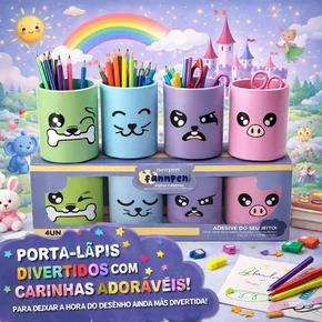 porta lapis kit com 4 unidades animais principal