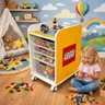 Organizador de Lego Infantil com 4 Caixas e Rodízios e Tema