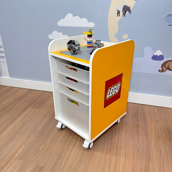 Organizador de Lego Infantil com 4 Caixas e Rodízios | Organize Mobili