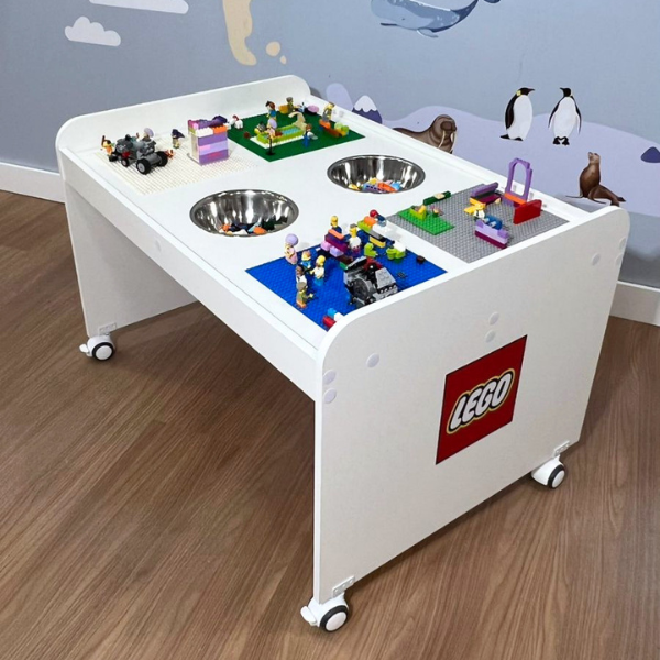 20台セット Mesa Montagem Lego Com Duas Cubas Centrais e Rodizio