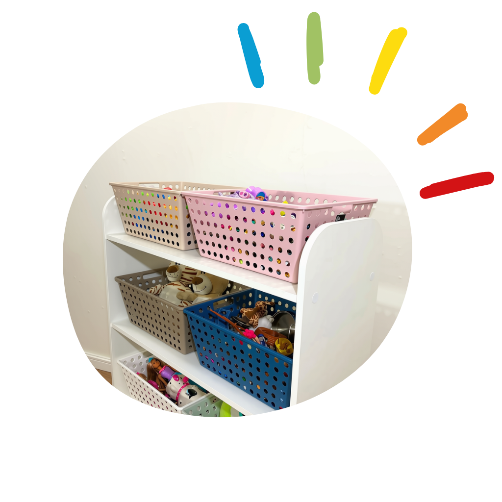 organizador infantil de brinquedos com 4 prateleiras acompanha 8 caixas grandes sem tampa 9
