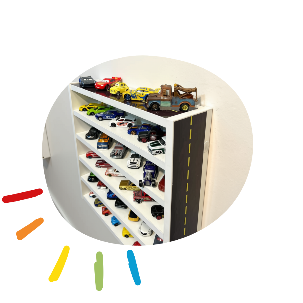 organizador de carrinhos 42cm largura com pista 1