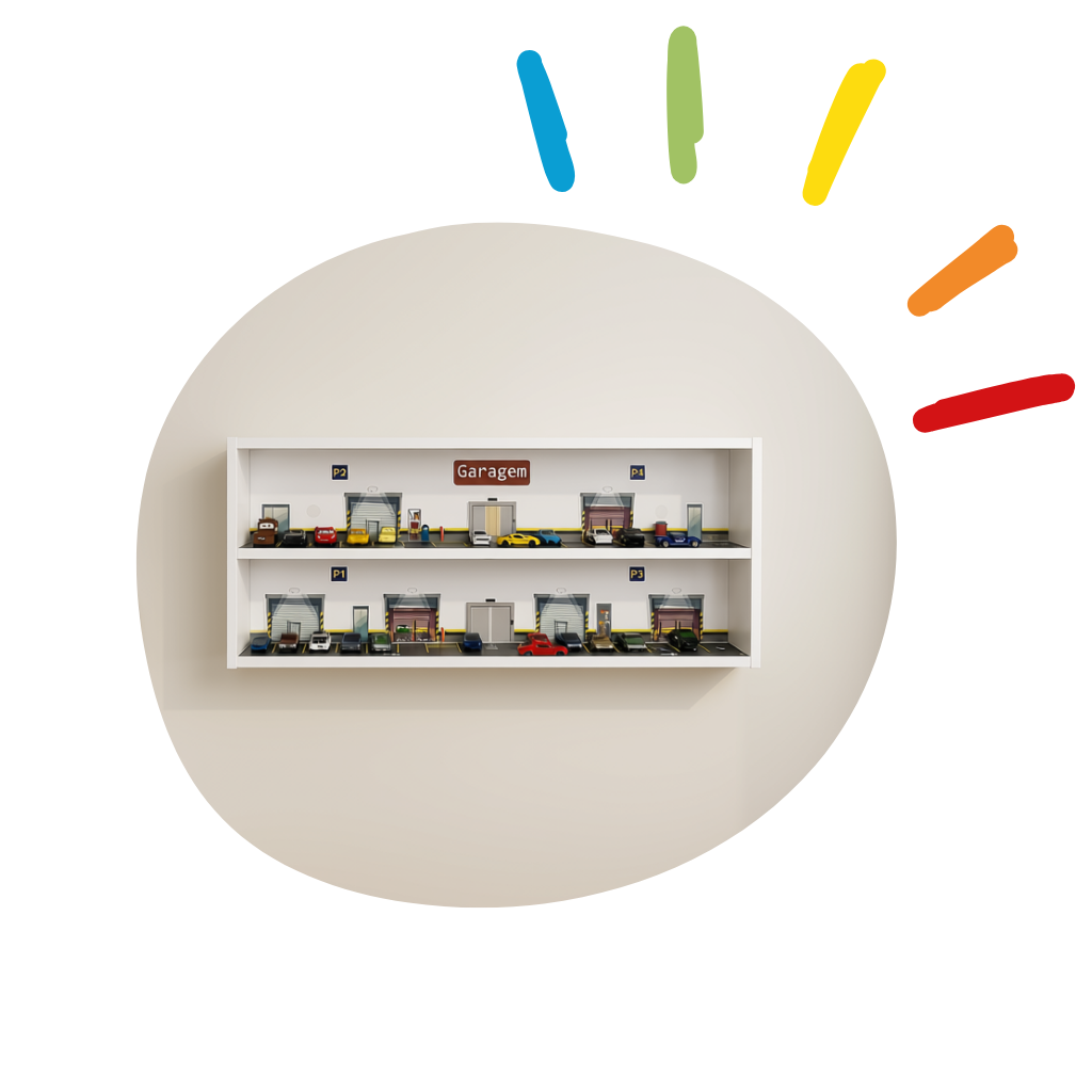 organizador de carrinhos tema garagem grande 6