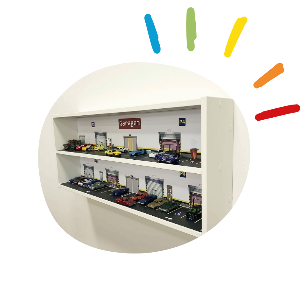 organizador de carrinhos tema garagem grande 8